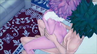 Izuku Midoriya jævla hans søte medspiller Mina mot en vegg - MHA Hentai.